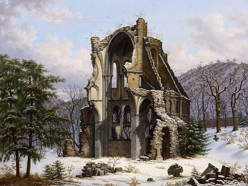 1815-Wilhelm Steuerwaldt - Rovine del monastero di Heisterbach in inverno